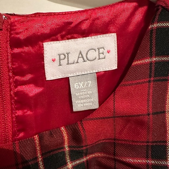Girls size 6x/7 children’s place red plaid holiday dress with matching headband - Picture 2 of 4